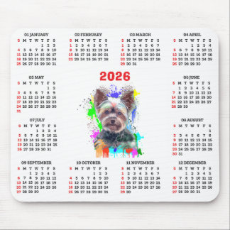 Customisable Cute Yorkie Dog Calendar  Mouse Pad