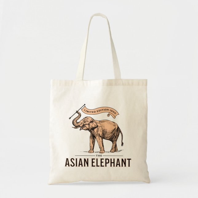 Customisable cutom design diy The asian elephant Tote Bag (Front)