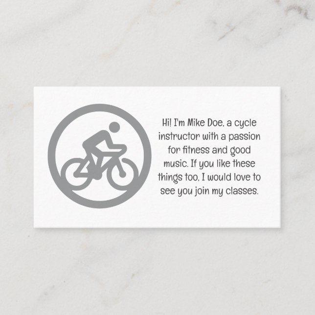 Customisable Cycle Instructor  Business Card (Front)