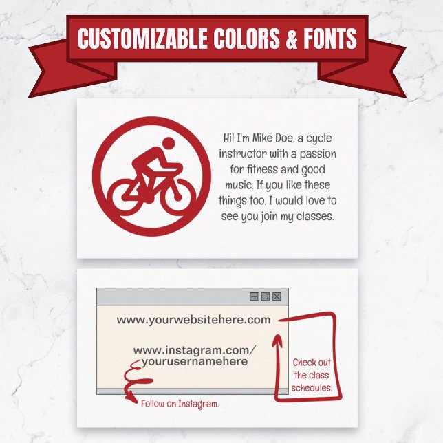Customisable Cycle Instructor  Business Card (Customizable Cycle Instructor Business Card)