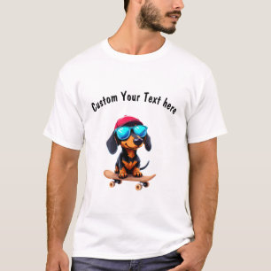 Customisable Dachshund Dog Rides a Skateboard T-Shirt