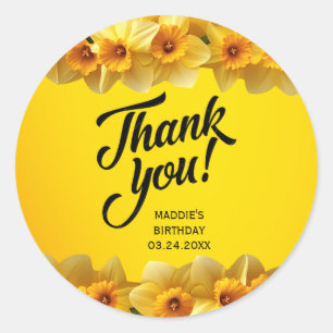 Customisable Daffodil March Birth Flower Birthday Classic Round Sticker