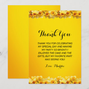 Customisable Daffodil March Birth Flower Birthday Thank You Card