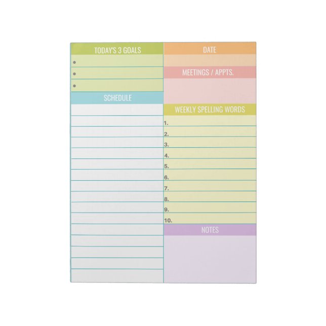 Customisable Daily Homeschool Schedule Notepad (Rotated)