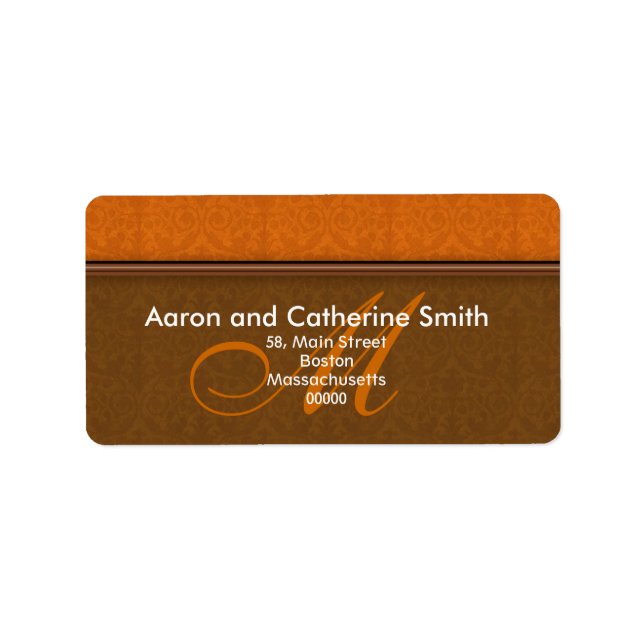 Customisable Damask Monogram Address Labels (Front)