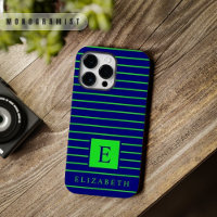 Customisable Dark Blue Neon Lime Green Stripes