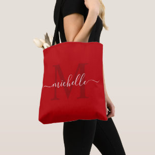 Customisable Dark Crimson Burgundy Red Tote Bag