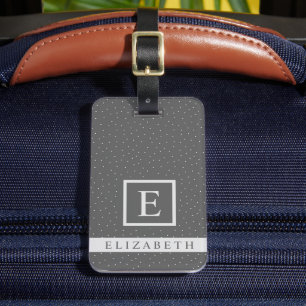 Customisable Dark Grey With White Polka Dot  Luggage Tag
