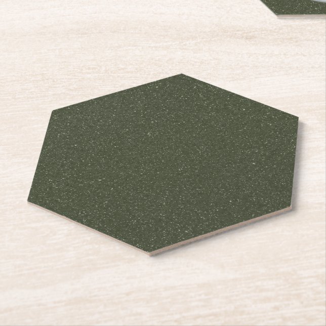 Customisable Dark Moss Green Speckled Coaster (Angled)
