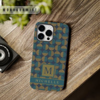 Customisable Dark Navy Blue Teal Green Geometric 