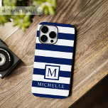 Customisable Dark Navy Blue White Colour block   Case-Mate iPhone 14 Pro Max Case<br><div class="desc">Introducing our Customisable Stripes Phone Cases, where you have the creative reins to design a phone case that reflects your unique style. Tailor your device cover with personalised stripes, choosing from a variety of colours, widths, and orientations to create a look that suits your taste. Add a touch of individuality...</div>