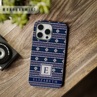 Customisable Dark Navy Blue White Grey Aztec