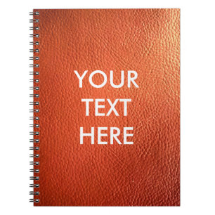 Customisable Dark Orange Leather Image Background Spiral Notebook