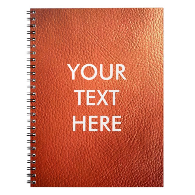 Customisable Dark Orange Leather Image Background Spiral Notebook (Front)