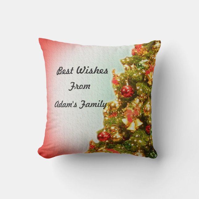 Customisable decorated Christmas tree Cushion (Front)
