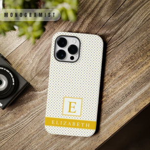Customisable Deep Saffron Yellow White Polka Dot Case-Mate iPhone 14 Pro Max Case