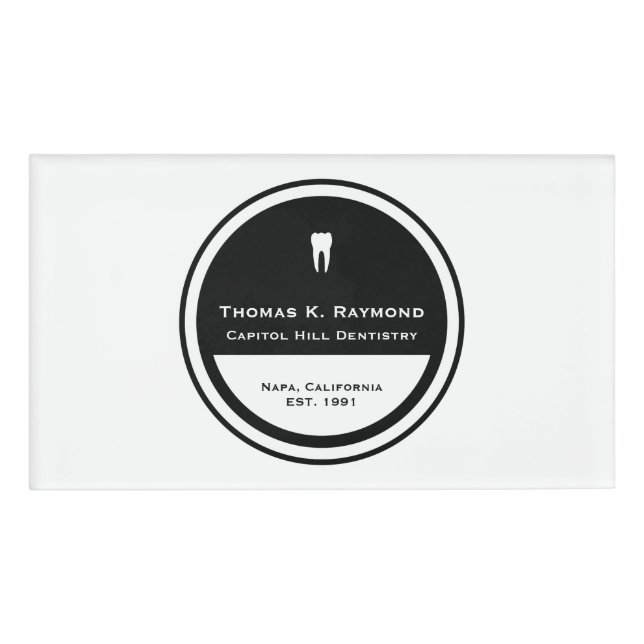 Customisable Dentistry Circle Name Tag (Front)