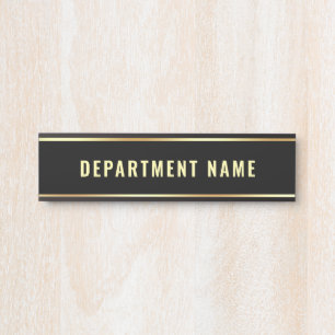 Customisable Department Name Template Black Gold Door Sign