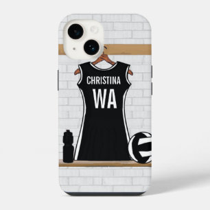 Customisable design netball black and white iPhone 14 case