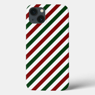 Customisable Diagonal Christmas Stripes iPhone 13 Case