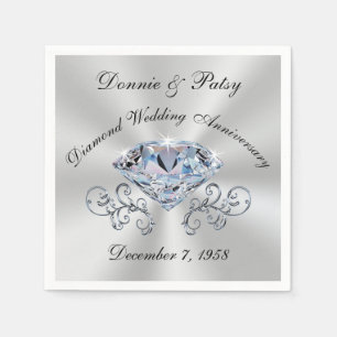 Customisable Diamond Anniversary Cocktail Napkins