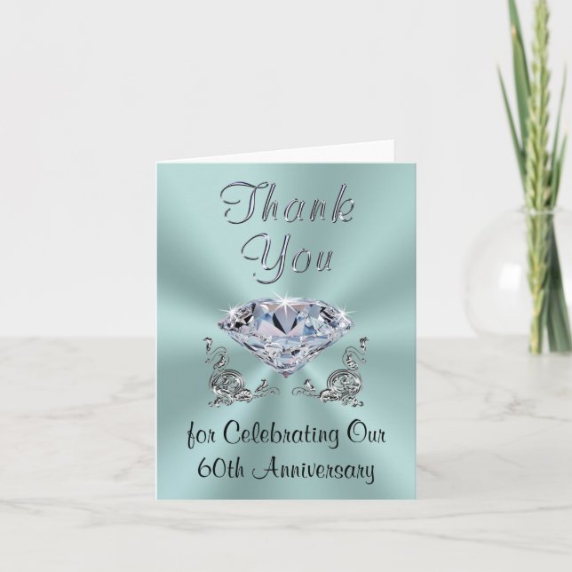 Customisable Diamond Anniversary Thank You Cards (Front)