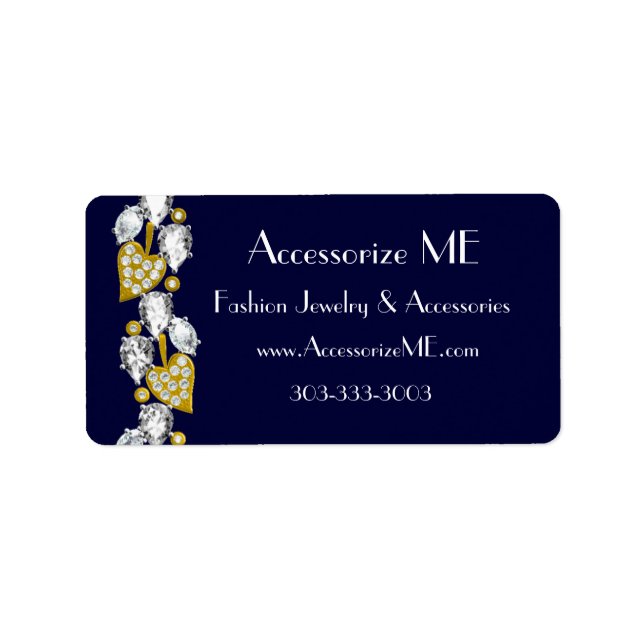 Customisable diamond jewellery-navy blue label (Front)