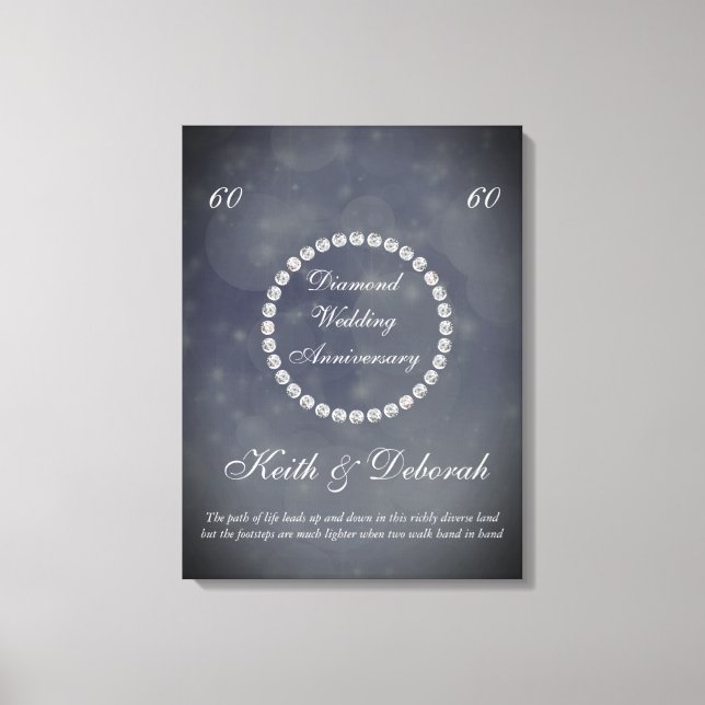 Customisable Diamond Wedding Anniversary Canvas Print (Front)