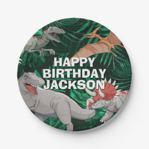 Customisable Dinosaur Birthday Kids Jurassic Trex Paper Plate