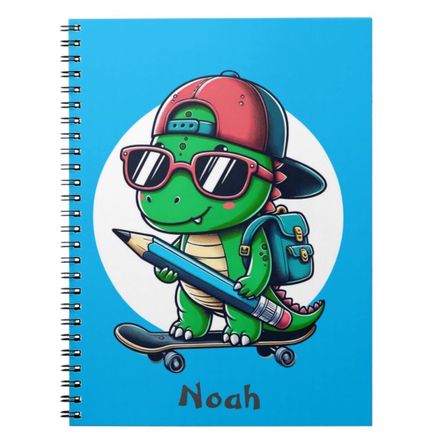 Customisable Dinosaur Skateboard Notebook for Kids (Front)
