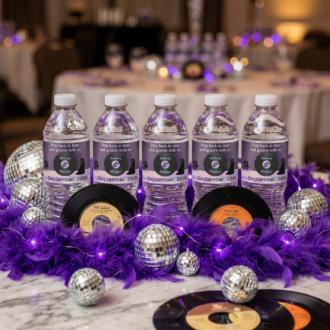 Customisable Disco Wedding Water Bottle Label (Creator Uploaded)