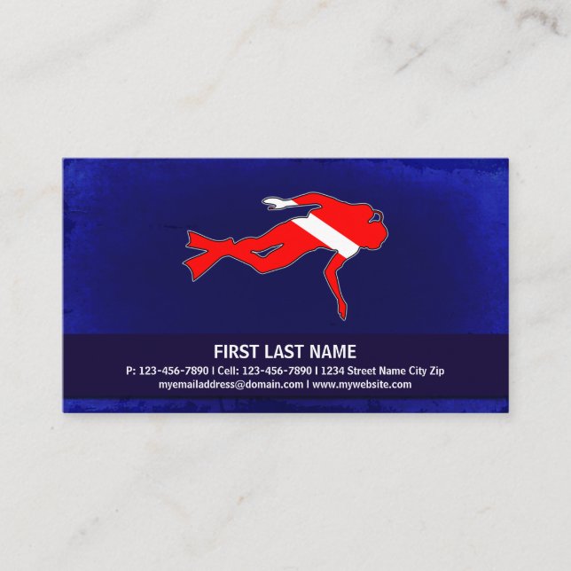 Customisable dive flag scuba diver business cards (Front)