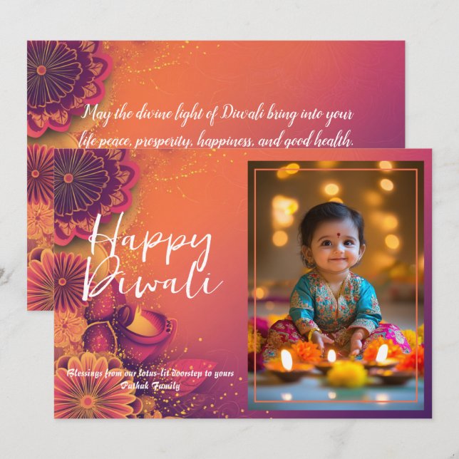 Customisable Diwali Glow & Giggles card (Front/Back)