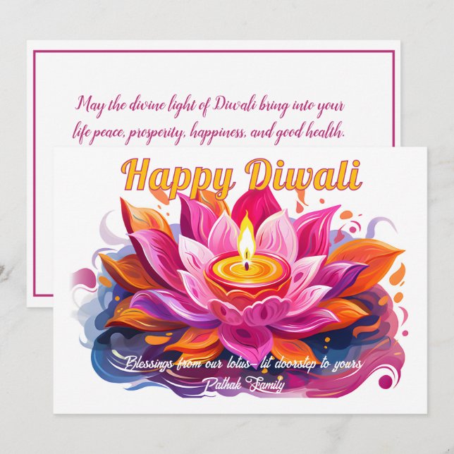 Customisable Diya Dreams Diwali Card (Front/Back)