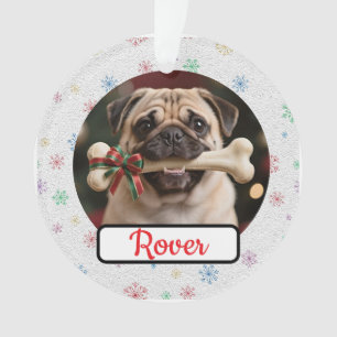 Customisable Dog And Bone Pet Owner's Acrylic Xmas Ornament