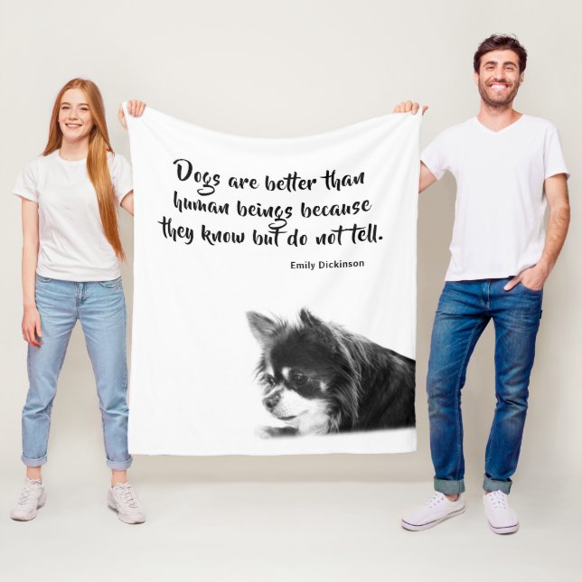 Customisable Dog & Emily Dickinson's Quote Fleece Blanket (In Situ)