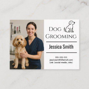 Customisable Dog Groomer Business Card with Photo