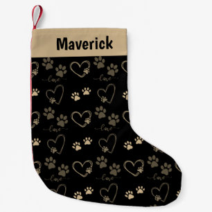 Customisable DOG PAW PRINTS and LOVE HEARTS Small Christmas Stocking
