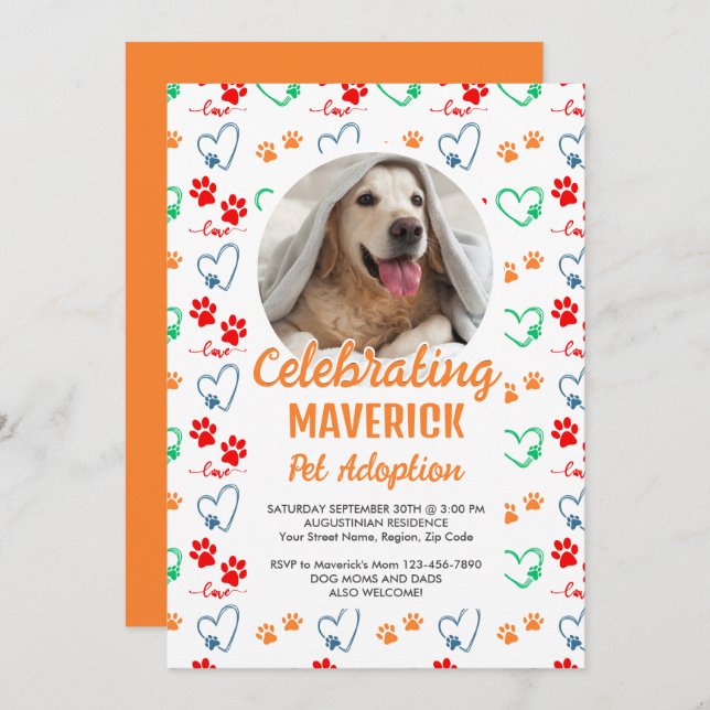 Customisable Dog Pet Adoption Party Invitation (Front/Back)