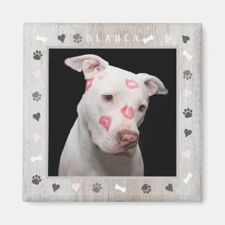 Customisable Dog Photo and Personalise Name Rustic Magnet