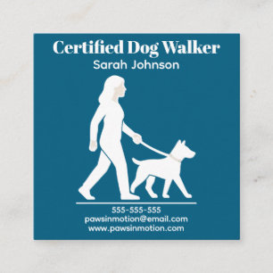 Customisable Dog Walker Minimalist Logo Square Business Card