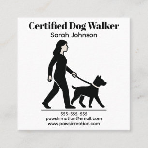 Customisable Dog Walker Minimalist Logo Square Business Card