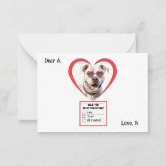 Customisable Dogo Argentino  Valentine Note  Card