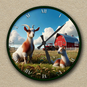 Customisable Domestic Goats Round Clock