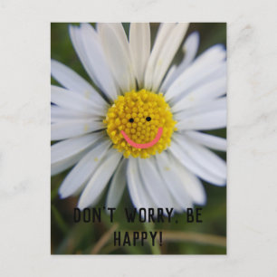 Customisable Don't worry be happy - flower power! Postcard