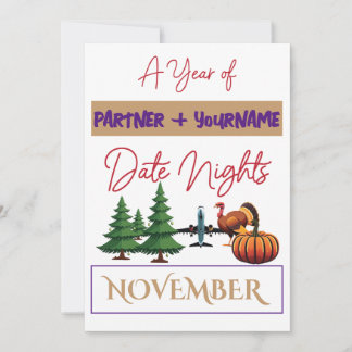 Customisable double-sided note card for November