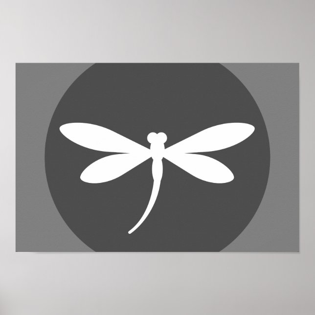 Customisable Dragonfly Colour with Grey BG Design Poster (Front)