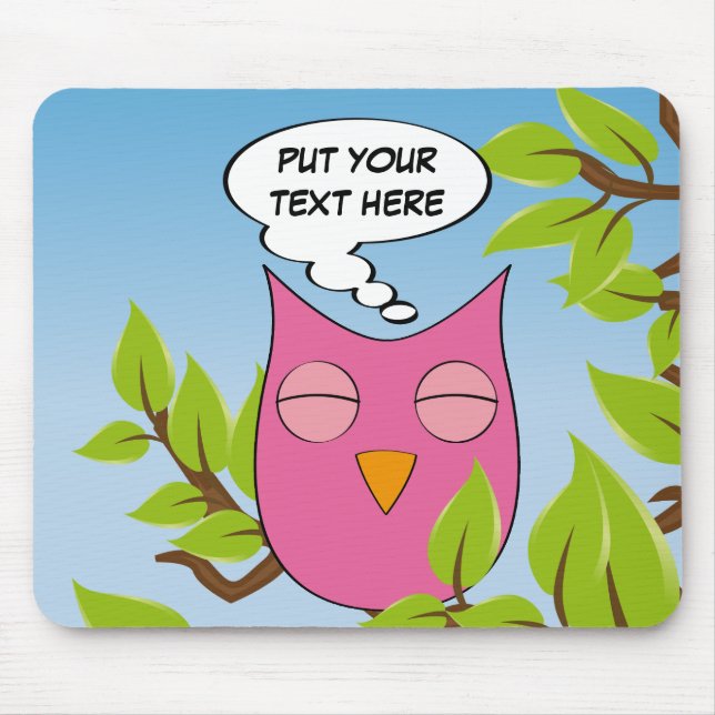 Customisable dreaming owl - multiple colours mouse pad (Front)