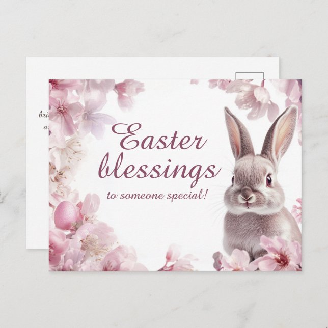 Customisable 🐇Easter Blessings Holiday Postcard (Front/Back)