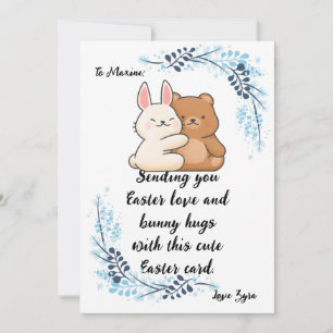 Customisable Easter Bunny Hugs Greeting Card 